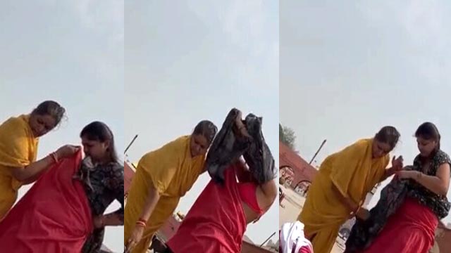 Mom & Daughter Outdoor Changing Clothes Secretly Capture