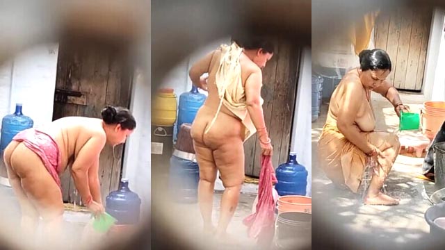 Indian Bhabhi Bathing Secretly Captured Nude By Neighbour